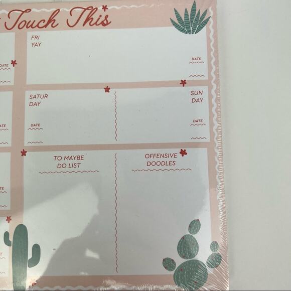 Can't Touch This Cactus Pink and Green Weekly Planner With To-Do List - NWT - Picture 4 of 4